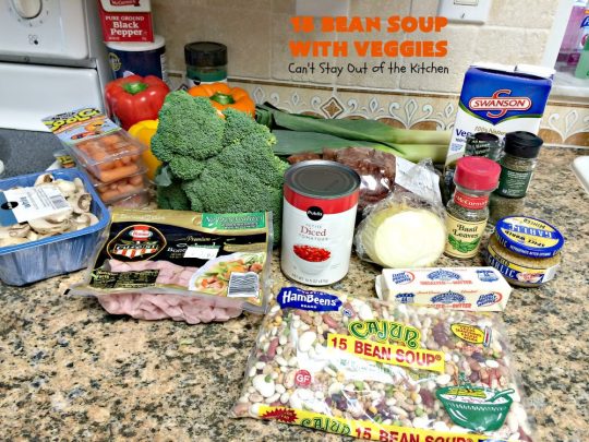 15 Bean Soup with Veggies | Can't Stay Out of the Kitchen | this is one of our favorite #soup recipes. It is sooo delicious. It's #glutenfree & chocked full of #veggies & #beans. #ham