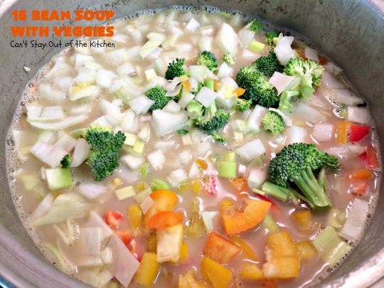 15 Bean Soup with Veggies | Can't Stay Out of the Kitchen | this is one of our favorite #soup recipes. It is sooo delicious. It's #glutenfree & chocked full of #veggies & #beans. #ham