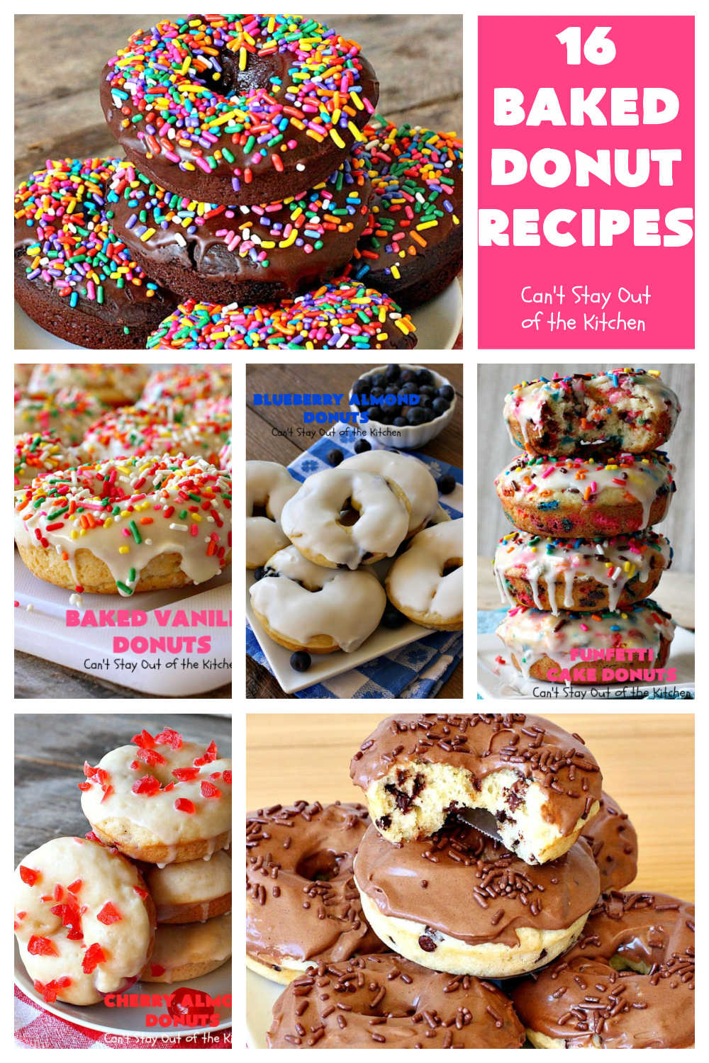 16 Baked Donut Recipes | Can't Stay Out of the Kitchen | 16 of the BEST #donut #recipes ever! Perfect for #Easter or other #holiday #breakfasts. #BakedDonuts #donuts #16BakedDonutRecipes