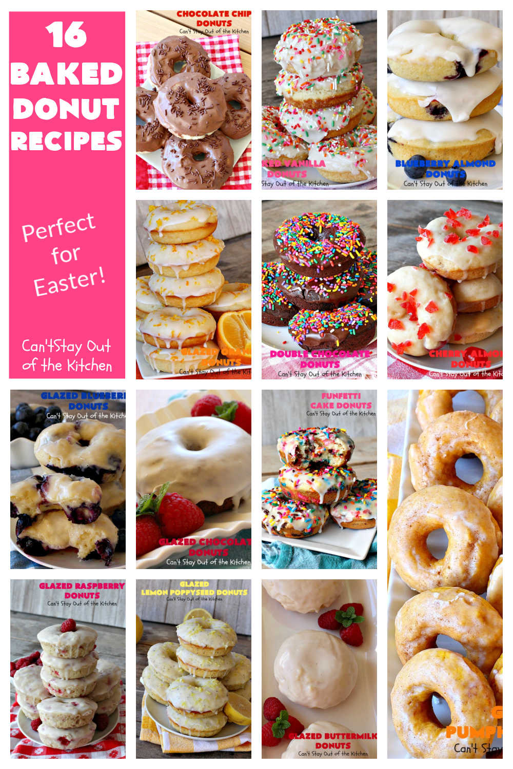 16 Baked Donut Recipes | Can't Stay Out of the Kitchen | 16 of the BEST #donut #recipes ever! Perfect for #Easter or other #holiday #breakfasts. #BakedDonuts #donuts #16BakedDonutRecipes