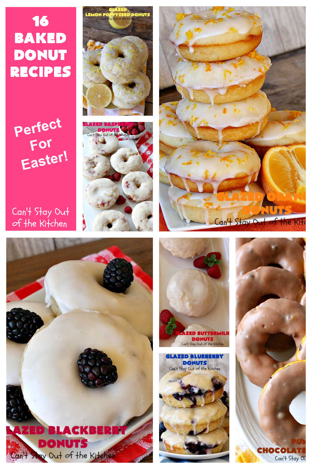 16 Baked Donut Recipes | Can't Stay Out of the Kitchen | 16 of the BEST #donut #recipes ever! Perfect for #Easter or other #holiday #breakfasts. #BakedDonuts #donuts #16BakedDonutRecipes
