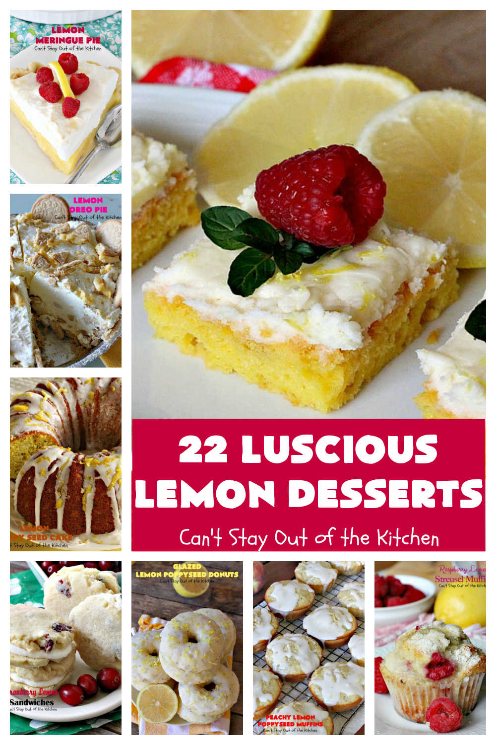22 Luscious Lemon Desserts | Can't Stay Out of the Kitchen | 22 fabulous #lemon flavored #desserts & #muffin #recipes. Includes #pies, #cakes, #cookies & #blondies. If you have a lemon sweet tooth, these terrific desserts are for you!