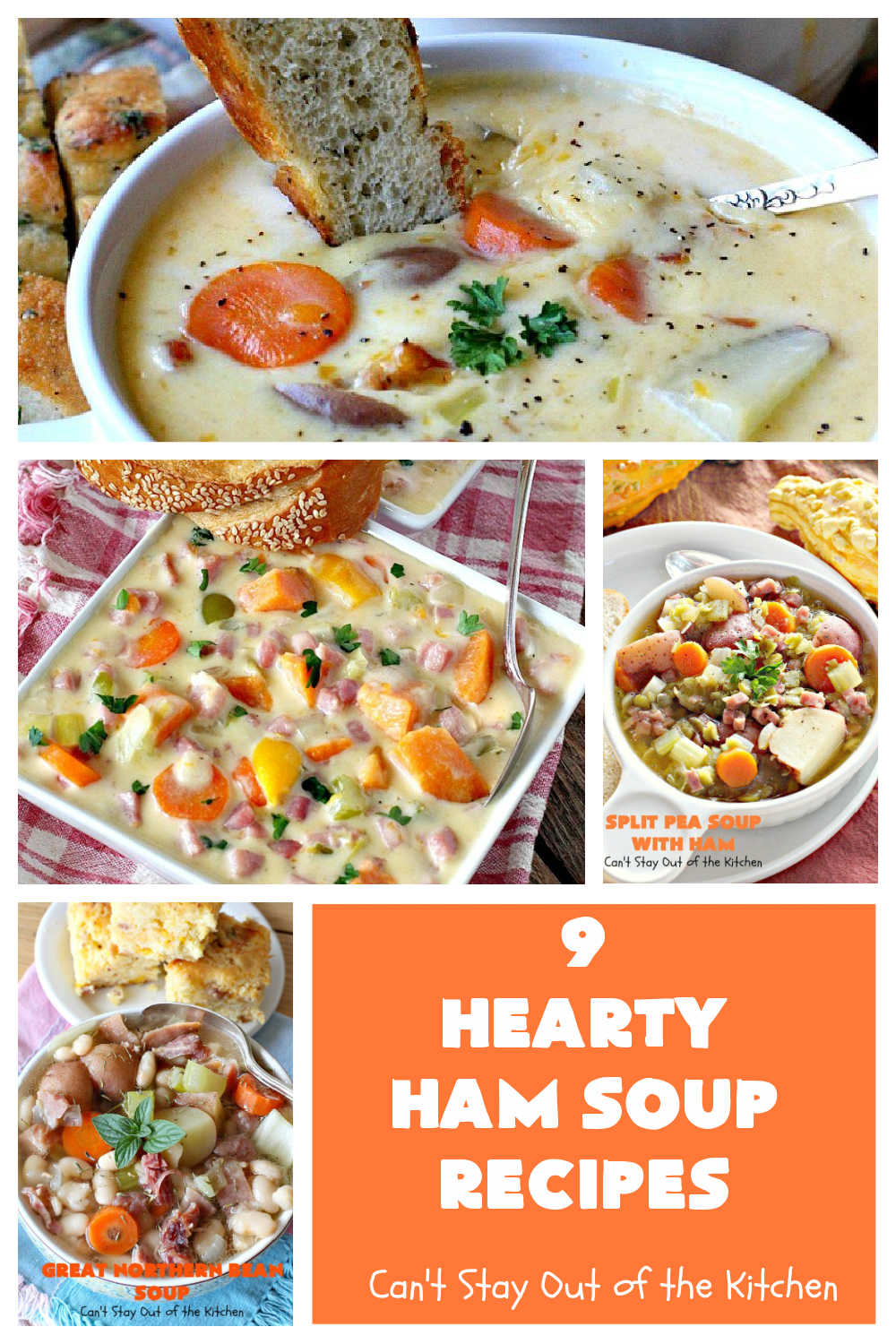 9 Hearty Ham Soup Recipes | Can't Stay Out of the Kitchen | 9 delicious ways to use up leftover #ham from #Easter or other special occasions. These #soup #recipes are hearty, filling & satisfying. Perfect comfort food for winter months. #chowder #HamSoup #HamSoupRecipes #9HeartyHamSoupRecipes