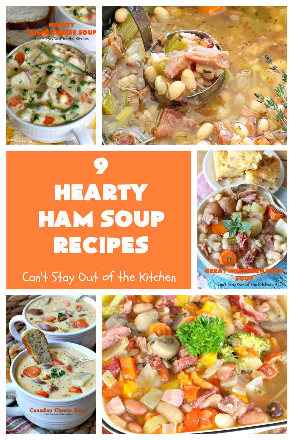 9 Hearty Ham Soup Recipes | Can't Stay Out of the Kitchen | 9 delicious ways to use up leftover #ham from #Easter or other special occasions. These #soup #recipes are hearty, filling & satisfying. Perfect comfort food for winter months. #chowder #HamSoup #HamSoupRecipes #9HeartyHamSoupRecipes