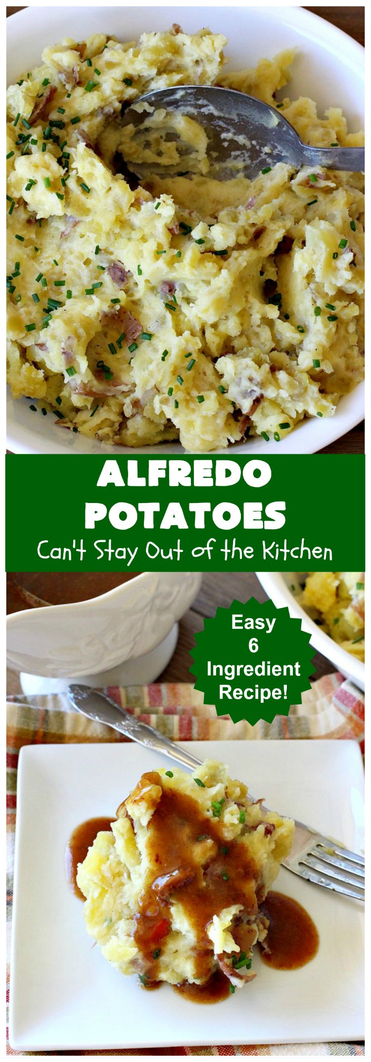 Alfredo Potatoes | Can't Stay Out of the Kitchen | one of the most enjoyable ways to enjoy #MashedPotatoes ever! Terrific for #holiday or company dinners. #potatoes #AlfredoSauce #AlfredoPotatoes