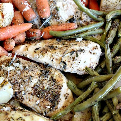 All-in-One Chicken Supper | Can't Stay Out of the Kitchen | fabulous #chicken dinner that's a quick & easy one dish meal. This entree is seasoned to perfection. We loved it. #potatoes #carrots #glutenfree