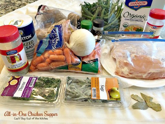 All-in-One Chicken Supper | Can't Stay Out of the Kitchen | fabulous #chicken dinner that's a quick & easy one dish meal. This entree is seasoned to perfection. We loved it. #potatoes #carrots #glutenfree