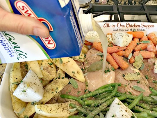All-in-One Chicken Supper | Can't Stay Out of the Kitchen | fabulous #chicken dinner that's a quick & easy one dish meal. This entree is seasoned to perfection. We loved it. #potatoes #carrots #glutenfree