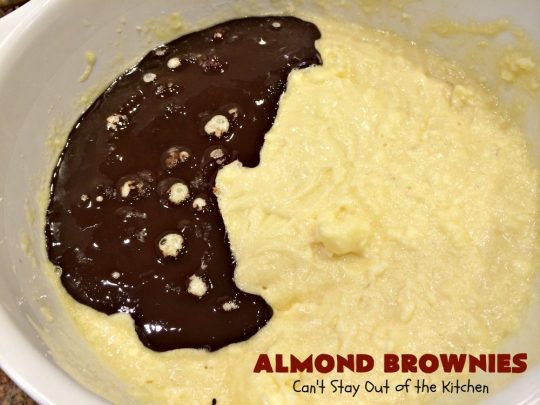 Almond Brownies | Can't Stay Out of the Kitchen | these lush, decadent #brownies are filled with #almonds providing a crunchy texture that's irresistible. Terrific for #holidays like #MemorialDay, #FourthofJuly or #LaborDay. We also like them for potlucks & #tailgating parties. #Chocolate #dessert #ChocolateDessert #AlmondDessert #cookie