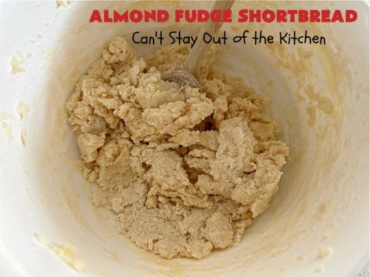 Almond Fudge Shortbread | Can't Stay Out of the Kitchen | This luscious, fudge, chocolaty #shortbread #recipe is rich, decadent & heavenly. Wow your family & friends with this fantastic #cookie at your next #potluck, #tailgating party, #BackyardBarbecue or even #holiday baking & a #ChristmasCookieExchange. Every bite will have you swooning! #Almonds #Fudge #dessert #AlmondFudgeShortbread #ChocolateDessert