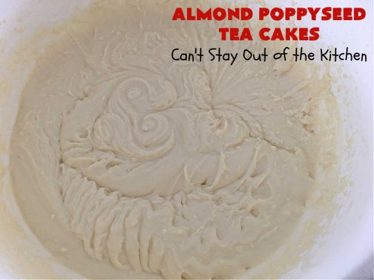 Almond Poppyseed Tea Cakes | Can't Stay Out of the Kitchen | these amazing #TeaCakes are irresistible & mouthwatering. They include both #almond flavoring & #almonds along with #poppyseeds to give flavor & texture to the #cake. These are fantastic for #holiday or #Christmas parties, but delightful enough to make all year long. Prepare to drool over every bite! #dessert #HolidayDessert #AlmondPoppyseedTeaCakes