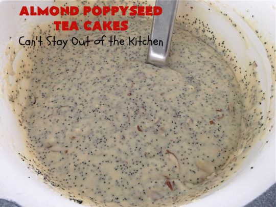 Almond Poppyseed Tea Cakes | Can't Stay Out of the Kitchen | these amazing #TeaCakes are irresistible & mouthwatering. They include both #almond flavoring & #almonds along with #poppyseeds to give flavor & texture to the #cake. These are fantastic for #holiday or #Christmas parties, but delightful enough to make all year long. Prepare to drool over every bite! #dessert #HolidayDessert #AlmondPoppyseedTeaCakesAlmond Poppyseed Tea Cakes | Can't Stay Out of the Kitchen | these amazing #TeaCakes are irresistible & mouthwatering. They include both #almond flavoring & #almonds along with #poppyseeds to give flavor & texture to the #cake. These are fantastic for #holiday or #Christmas parties, but delightful enough to make all year long. Prepare to drool over every bite! #dessert #HolidayDessert #AlmondPoppyseedTeaCakes