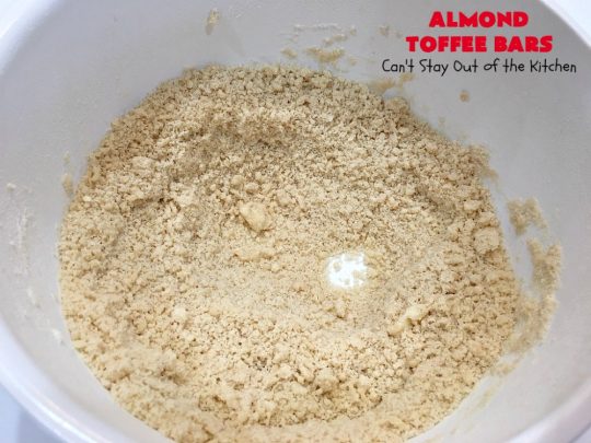 Almond Toffee Bars | Can't Stay Out of the Kitchen | each delicious bar-type #cookie is filled with #toffee, #coconut & #almonds. They're irresistible & so delicious. #dessert #AlmondDessert #ToffeeDessert #HolidayDessert #ValentinesDayDessert #SuperBowlDessert #Tailgating
