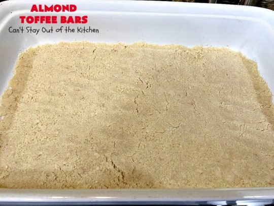 Almond Toffee Bars | Can't Stay Out of the Kitchen | each delicious bar-type #cookie is filled with #toffee, #coconut & #almonds. They're irresistible & so delicious. #dessert #AlmondDessert #ToffeeDessert #HolidayDessert #ValentinesDayDessert #SuperBowlDessert #Tailgating