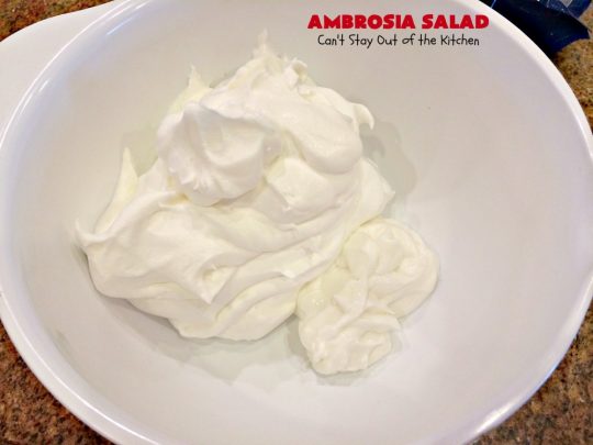Ambrosia Salad | Can't Stay Out of the Kitchen | this heavenly #fruit #salad is perfect for summer #holidays like the #FourthofJuly or #LaborDay. The flavors are divine and it's quick & easy. #cherries #pineapple #glutenfree #ambrosia