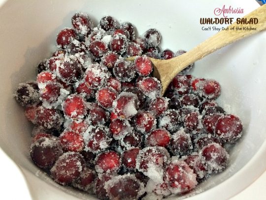 Ambrosia Waldorf Salad | Can't Stay Out of the Kitchen | this marvelous fluffy & fruity #salad has always been a family favorite for the #holidays. #Cranberries provide zest and it also includes #grapes #pineapple and #apples.