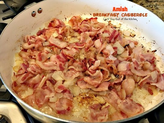 Amish Breakfast Casserole | Can't Stay Out of the Kitchen | one of the tastiest most delightful #breakfast #casseroles ever! This one uses 2 meats and 3 cheeses! Fabulous for #holiday breakfasts.