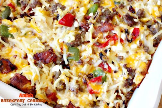 Amish Breakfast Casserole | Can't Stay Out of the Kitchen | one of the tastiest most delightful #breakfast #casseroles ever! This one uses 2 meats and 3 cheeses! Fabulous for #holiday breakfasts.