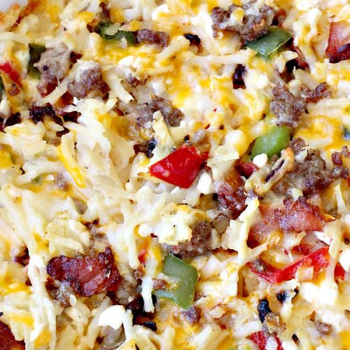 Amish Breakfast Casserole | Can't Stay Out of the Kitchen | one of the tastiest most delightful #breakfast #casseroles ever! This one uses 2 meats and 3 cheeses! Fabulous for #holiday breakfasts.