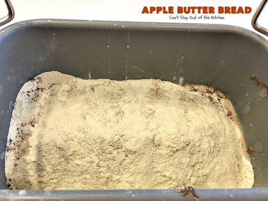 Apple Butter Bread | Can't Stay Out of the Kitchen | one of our favorite #breadmaker recipes for homemade #bread. Quick, easy & delicious. Great with homemade #applebutter too. #apple