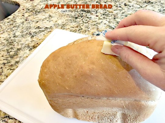 Apple Butter Bread | Can't Stay Out of the Kitchen | one of our favorite #breadmaker recipes for homemade #bread. Quick, easy & delicious. Great with homemade #applebutter too. #apple