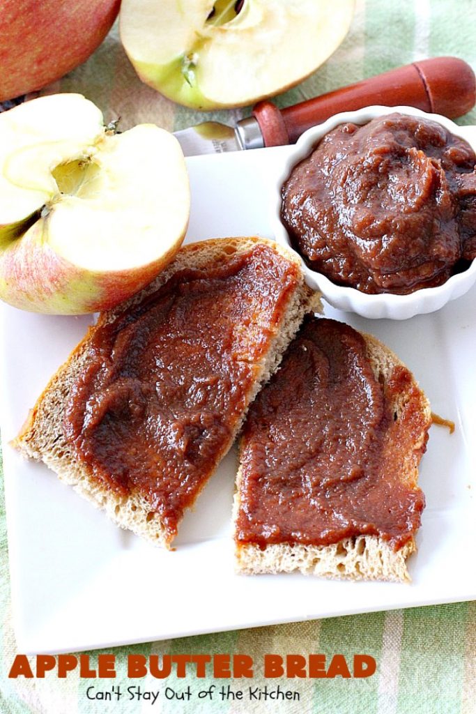 Apple Butter Bread | Can't Stay Out of the Kitchen | one of our favorite #breadmaker recipes for homemade #bread. Quick, easy & delicious. Great with homemade #applebutter too. #apple