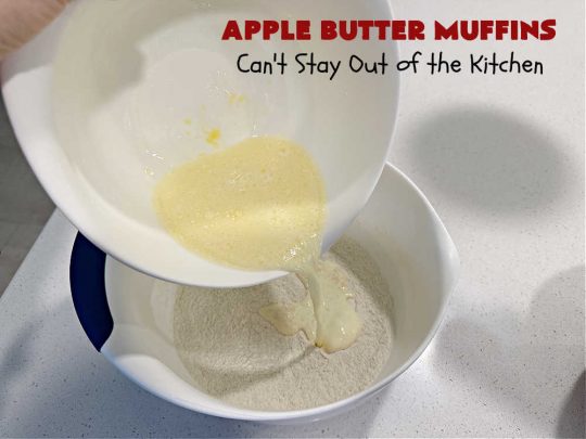 Apple Butter Muffins | Can't Stay Out of the Kitchen | Prepare to drool over these outstanding #muffins. They taste just like #CinnamonToastCrunch on top and #ApplePie in the middle! Every bite is rich, decadent & heavenly. Terrific for a weekend, company or #holiday #breakfast or #brunch. You won't be able to gobble them up fast enough! #AppleButter #pecans #BreakfastMuffins #HolidayMuffins #AppleButterMuffins