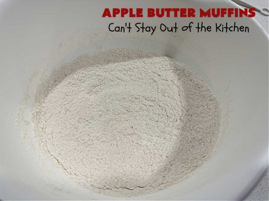 Apple Butter Muffins | Can't Stay Out of the Kitchen | Prepare to drool over these outstanding #muffins. They taste just like #CinnamonToastCrunch on top and #ApplePie in the middle! Every bite is rich, decadent & heavenly. Terrific for a weekend, company or #holiday #breakfast or #brunch. You won't be able to gobble them up fast enough! #AppleButter #pecans #BreakfastMuffins #HolidayMuffins #AppleButterMuffins