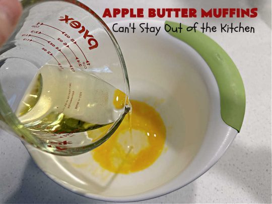Apple Butter Muffins | Can't Stay Out of the Kitchen | Prepare to drool over these outstanding #muffins. They taste just like #CinnamonToastCrunch on top and #ApplePie in the middle! Every bite is rich, decadent & heavenly. Terrific for a weekend, company or #holiday #breakfast or #brunch. You won't be able to gobble them up fast enough! #AppleButter #pecans #BreakfastMuffins #HolidayMuffins #AppleButterMuffins