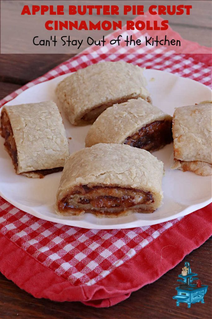 Apple Butter Pie Crust Cinnamon Rolls | Can't Stay Out of the Kitchen | these spectacular #CinnamonRolls are absolutely breathtaking! They're made from #PieCrust and filled with #AppleButter & #cinnamon. Great for #breakfast, snacks or for #dessert. Every bite will rock your world! #apples #PieCrustCinnamonRolls #HolidayBreakfast #AppleButterPieCrustCinnamonRollsApple Butter Pie Crust Cinnamon Rolls | Can't Stay Out of the Kitchen | these spectacular #CinnamonRolls are absolutely breathtaking! They're made from #PieCrust and filled with #AppleButter & #cinnamon. Great for #breakfast, snacks or for #dessert. Every bite will rock your world! #apples #PieCrustCinnamonRolls #HolidayBreakfast #AppleButterPieCrustCinnamonRolls