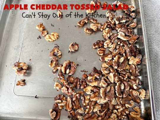 Apple Cheddar Tossed Salad | Can't Stay Out of the Kitchen | This light & refreshing #TossedSalad includes #apples, #grapes, #ToastedWalnuts & #CheddarCheese. The Homemade #SaladDressing is fantastic. This is a terrific #salad for company or #holiday dinners as well as regular family dinners. #GlutenFree #healthy #SideDish #AppleCheddarTossedSalad