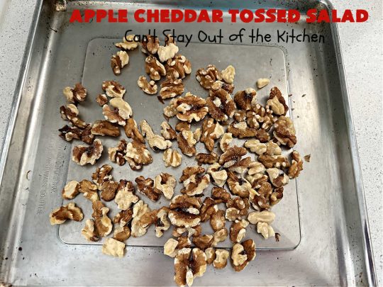 Apple Cheddar Tossed Salad | Can't Stay Out of the Kitchen | This light & refreshing #TossedSalad includes #apples, #grapes, #ToastedWalnuts & #CheddarCheese. The Homemade #SaladDressing is fantastic. This is a terrific #salad for company or #holiday dinners as well as regular family dinners. #GlutenFree #healthy #SideDish #AppleCheddarTossedSalad