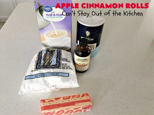 Apple Cinnamon Rolls | Can't Stay Out of the Kitchen | these luscious #CinnamonRolls are outrageously good. They're filled with #apples & #cinnamon & slathered with a rich, thick icing to die for. Terrific for a weekend, company or #holiday #breakfast. Every bite will have you drooling. #brunch #SweetRolls #AppleCinnamonRolls
