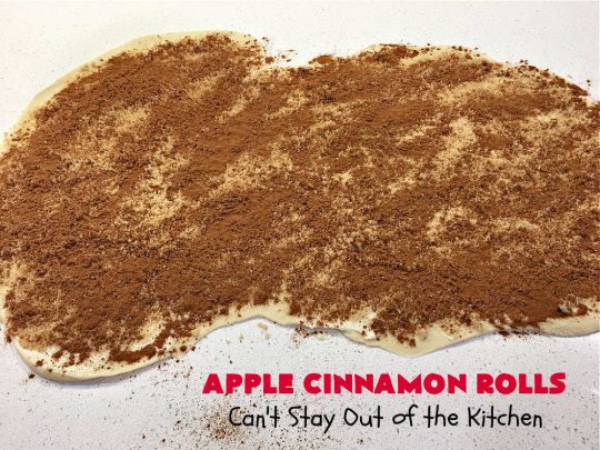 Apple Cinnamon Rolls | Can't Stay Out of the Kitchen | these luscious #CinnamonRolls are outrageously good. They're filled with #apples & #cinnamon & slathered with a rich, thick icing to die for. Terrific for a weekend, company or #holiday #breakfast. Every bite will have you drooling. #brunch #SweetRolls #AppleCinnamonRolls