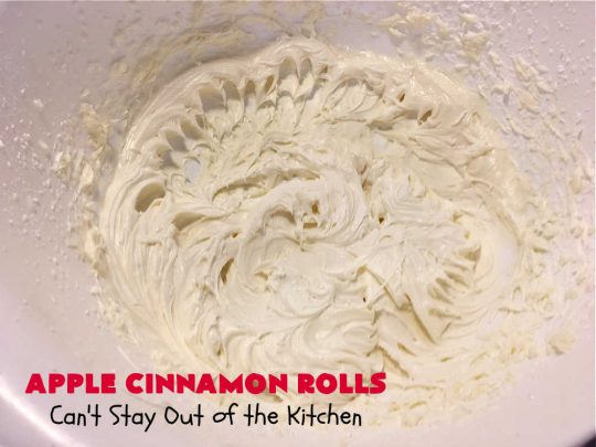 Apple Cinnamon Rolls | Can't Stay Out of the Kitchen | these luscious #CinnamonRolls are outrageously good. They're filled with #apples & #cinnamon & slathered with a rich, thick icing to die for. Terrific for a weekend, company or #holiday #breakfast. Every bite will have you drooling. #brunch #SweetRolls #AppleCinnamonRolls