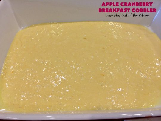 Apple Cranberry Breakfast Cobbler | this amazing #recipe is half #cobbler and half #CoffeeCake. It's made with a can of #AppleCranberryPieFilling & tastes absolutely scrumptious. It's great for a #holiday #breakfast like #Thanksgiving or #Christmas. Every bite will have you drooling! #AppleCranberryBreakfastCobbler #BreakfastCobbler #HolidayBreakfast
