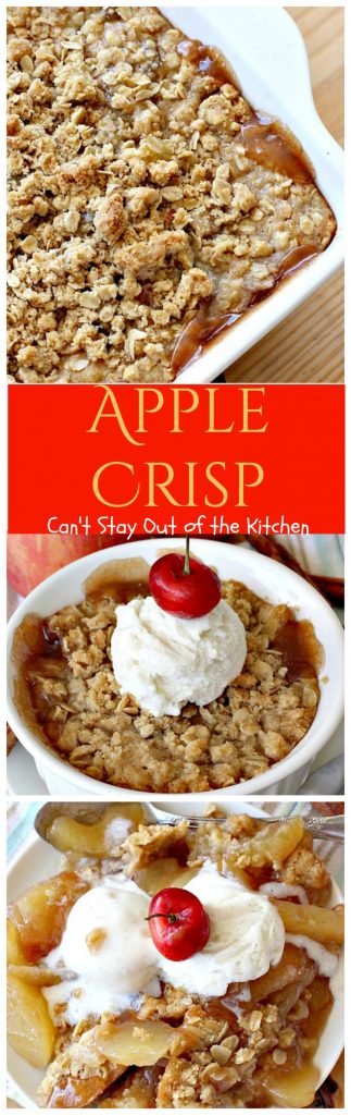 Apple Crisp | Can't Stay Out of the Kitchen | this dynamic #dessert is also fantastic served for #breakfast! Uses #LuckyLeaf #applepiefilling and has a streusel topping. #apples