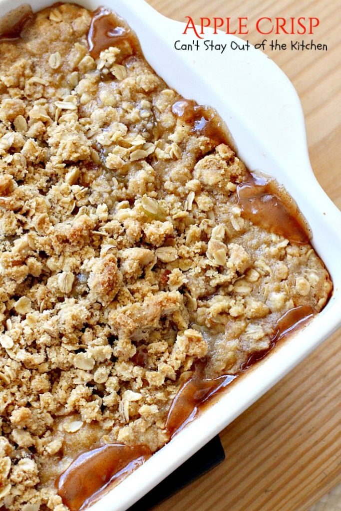 Apple Crisp | Can't Stay Out of the Kitchen | this dynamic #dessert is also fantastic served for #breakfast! Uses #LuckyLeaf #applepiefilling and has a streusel topping. #apples