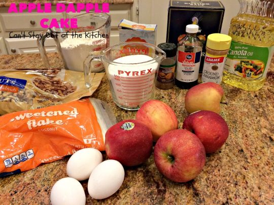 Apple Dapple Cake | Can't Stay Out of the Kitchen | this favorite #apple #cake is filled with #apples, #walnuts & #coconut. It's a terrific #dessert cake or can be used as a #breakfast #coffeecake. #applecake