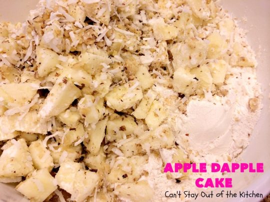Apple Dapple Cake | Can't Stay Out of the Kitchen | this favorite #apple #cake is filled with #apples, #walnuts & #coconut. It's a terrific #dessert cake or can be used as a #breakfast #coffeecake. #applecake