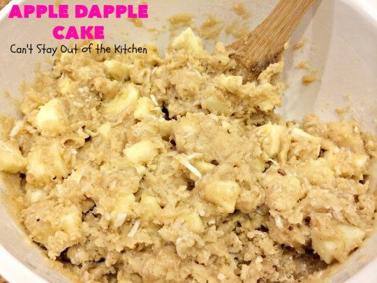 Apple Dapple Cake | Can't Stay Out of the Kitchen | this favorite #apple #cake is filled with #apples, #walnuts & #coconut. It's a terrific #dessert cake or can be used as a #breakfast #coffeecake. #applecake