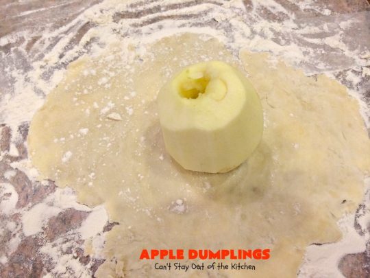 Apple Dumplings | Can't Stay Out of the Kitchen | this is my favorite #dessert. It's absolutely melt-in-your-mouth delicious. #apples are filled with #cinnamon-sugar, rolled in pie crust & glazed with a cinnamon-sugar syrup. Terrific dessert for company or #holidays.