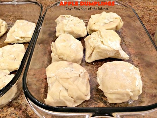 Apple Dumplings | Can't Stay Out of the Kitchen | this is my favorite #dessert. It's absolutely melt-in-your-mouth delicious. #apples are filled with #cinnamon-sugar, rolled in pie crust & glazed with a cinnamon-sugar syrup. Terrific dessert for company or #holidays.