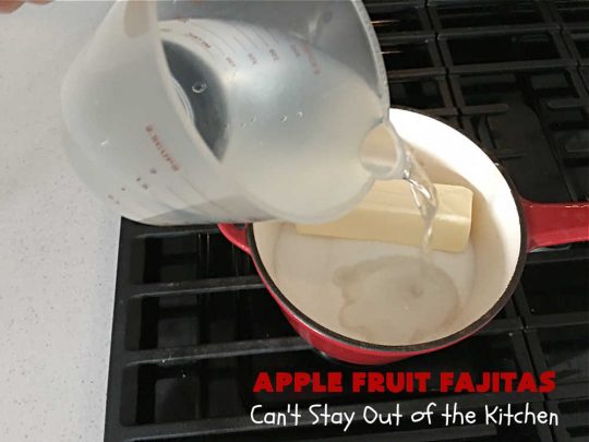 Apple Fruit Fajitas | Can't Stay Out of the Kitchen | these lovely #fruit-flavored #fajitas include #ApplePieFilling & a syrup is poured over top before baking. So easy to whip up for a quick #dessert. Also good for #breakfast! These use #CaramelApple pie filling making them even better! #apples #CaramelApples #AppleFruitFajitas #AppleDessert