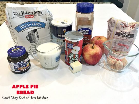 Apple Pie Bread | Can't Stay Out of the Kitchen | this delicious home-baked #bread is sensational. If you enjoy #ApplePie, you'll love it baked up as #HomemadeBread. This #recipe is so easy since it's baked in the #breadmaker. This loaf is terrific for #breakfast or as a dinner bread. #ApplePieBread