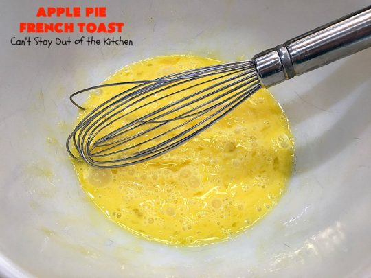 Apple Pie French Toast | Can't Stay Out of the Kitchen | Can't Stay Out of the Kitchen | this spectacular #FrenchToast #recipe tastes like eating #ApplePie with French Toast. It's just awesome. Our guests raved over it. Perfect for company or #holidays like #MothersDay or #FathersDay, too. #ApplePieFrenchToast #Holiday #Breakfast #HolidayBreakfast #MothersDayBreakfast #FathersDayBreakfast #apples #cinnamon