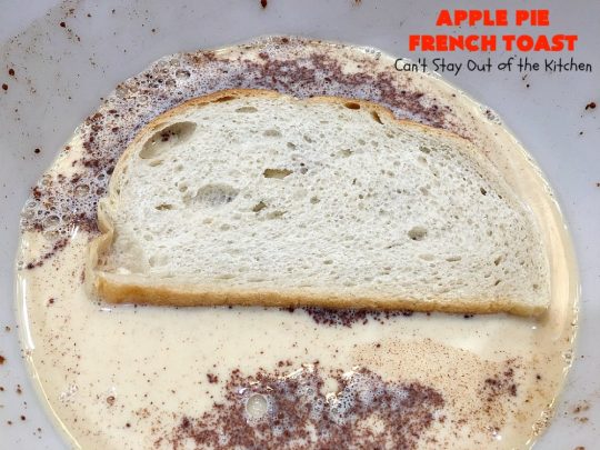 Apple Pie French Toast | Can't Stay Out of the Kitchen | Can't Stay Out of the Kitchen | this spectacular #FrenchToast #recipe tastes like eating #ApplePie with French Toast. It's just awesome. Our guests raved over it. Perfect for company or #holidays like #MothersDay or #FathersDay, too. #ApplePieFrenchToast #Holiday #Breakfast #HolidayBreakfast #MothersDayBreakfast #FathersDayBreakfast #apples #cinnamon