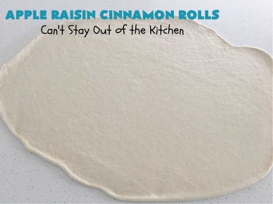 Apple Raisin Cinnamon Rolls | Can't Stay Out of the Kitchen | These luscious #CinnamonRolls are outstanding. They're light, airy, fluffy & yes, irresistible. Perfect for a weekend, company or #holiday #breakfast or #brunch like #Thanksgiving, #Christmas, #Easter or #NewYearsDay. This #NoKnead #Recipe is so easy since it's partially made in the #breadmaker! #HolidayBreakfast #apples #raisins #AppleRaisinCinnamonRolls