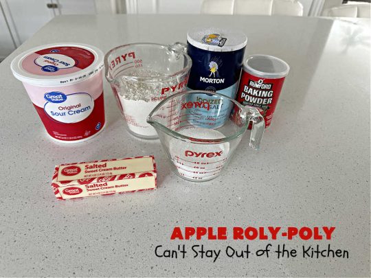 Apply Roly-Poly | Can't Stay Out of the Kitchen | #AppleRolyPoly is one of the best #desserts you'll ever sink your teeth into. This #cobbler-type #dessert rolls up like #PieCrust & is sliced into #pinwheels. It has a #cinnamon #syrup poured over top before #baking. The result has a #cake-like texture & is beyond spectacular. Excellent served with #IceCream. #apples #AppleDessert #AppleCobbler