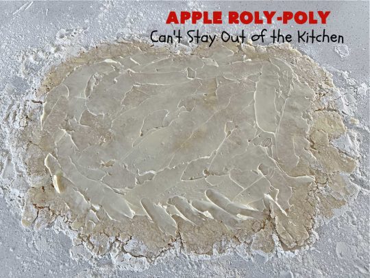 Apply Roly-Poly | Can't Stay Out of the Kitchen | #AppleRolyPoly is one of the best #desserts you'll ever sink your teeth into. This #cobbler-type #dessert rolls up like #PieCrust & is sliced into #pinwheels. It has a #cinnamon #syrup poured over top before #baking. The result has a #cake-like texture & is beyond spectacular. Excellent served with #IceCream. #apples #AppleDessert #AppleCobbler